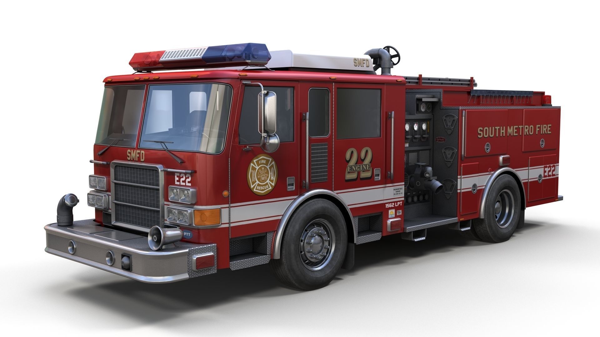 Seagrave marauder fire truck Low-poly 3D model_1