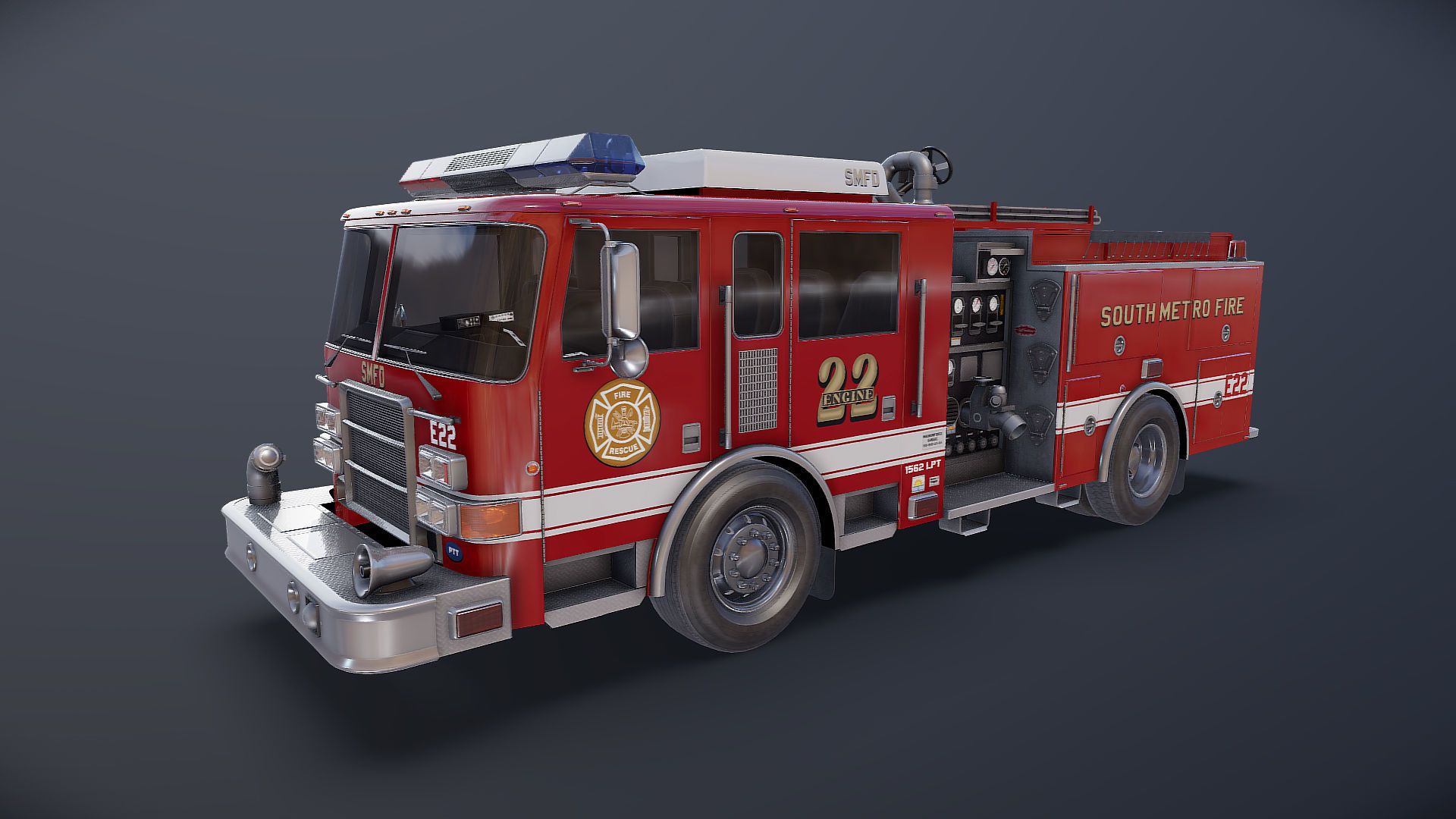 Seagrave marauder fire truck Low-poly 3D model_17