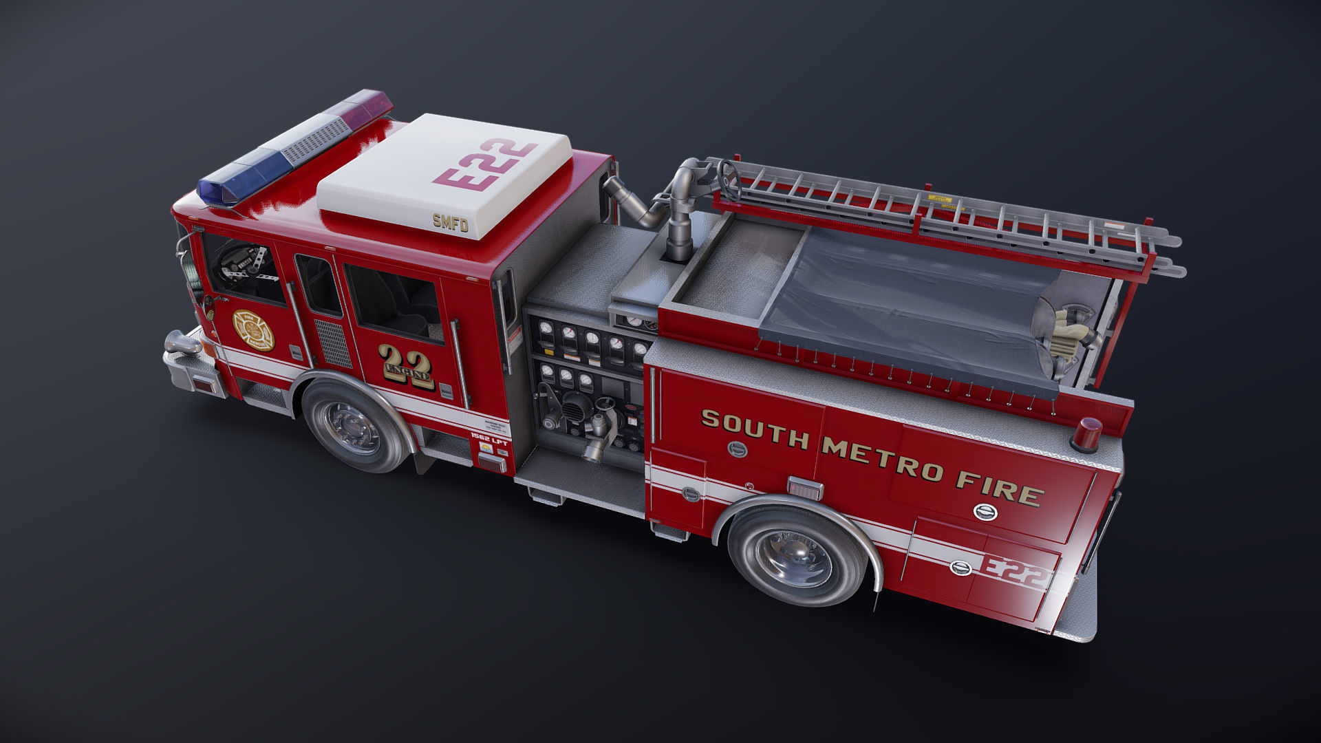 Seagrave marauder fire truck Low-poly 3D model_24