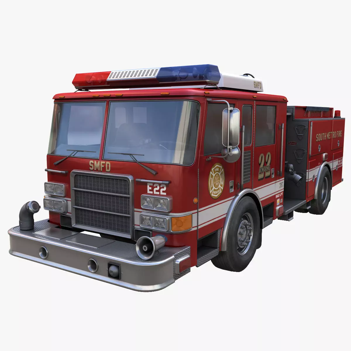 Seagrave marauder fire truck Low-poly 3D model_0