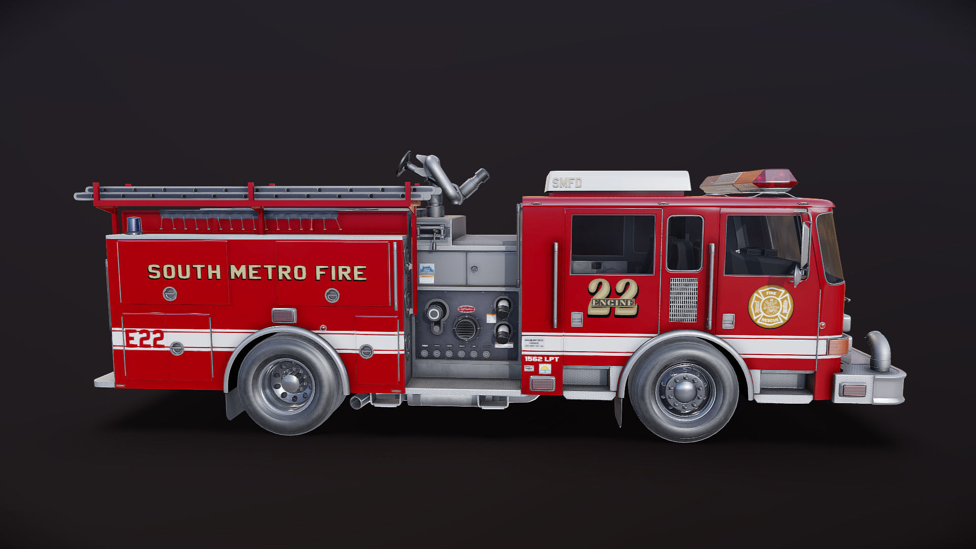 Seagrave marauder fire truck Low-poly 3D model_21