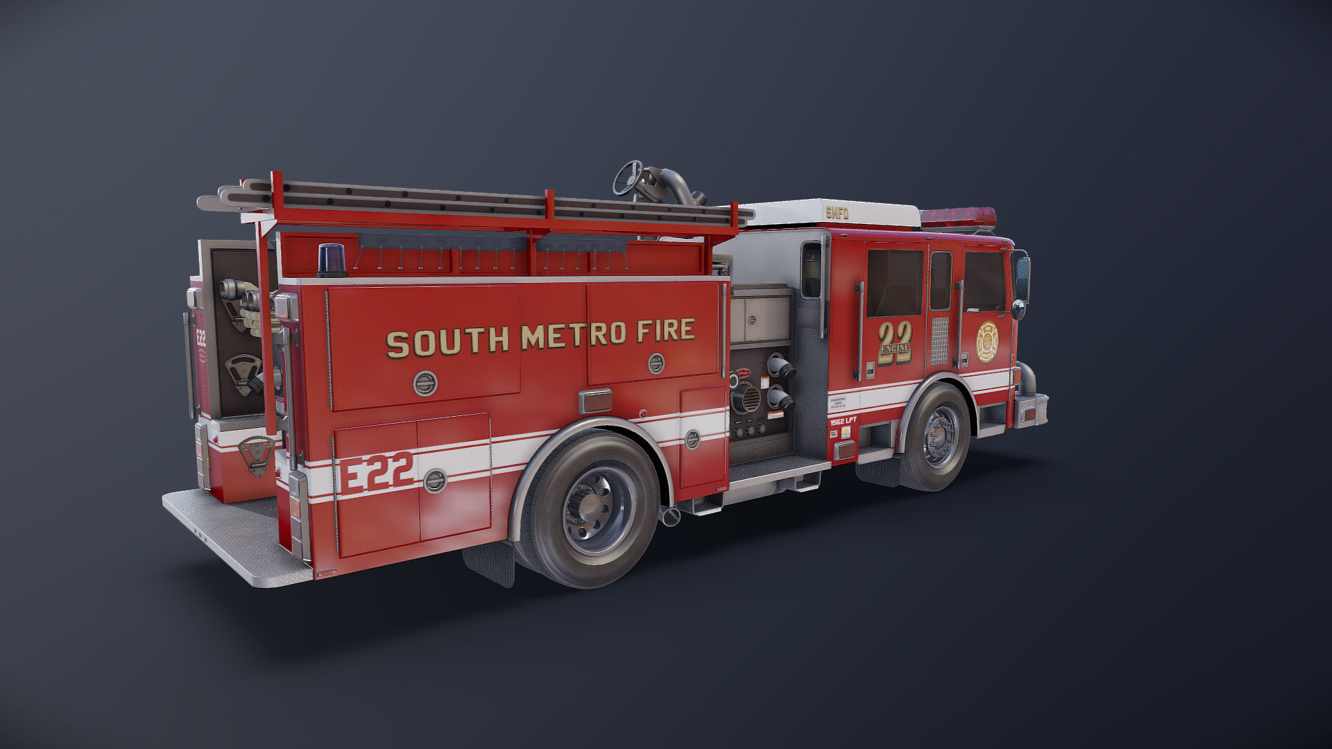 Seagrave marauder fire truck Low-poly 3D model_18