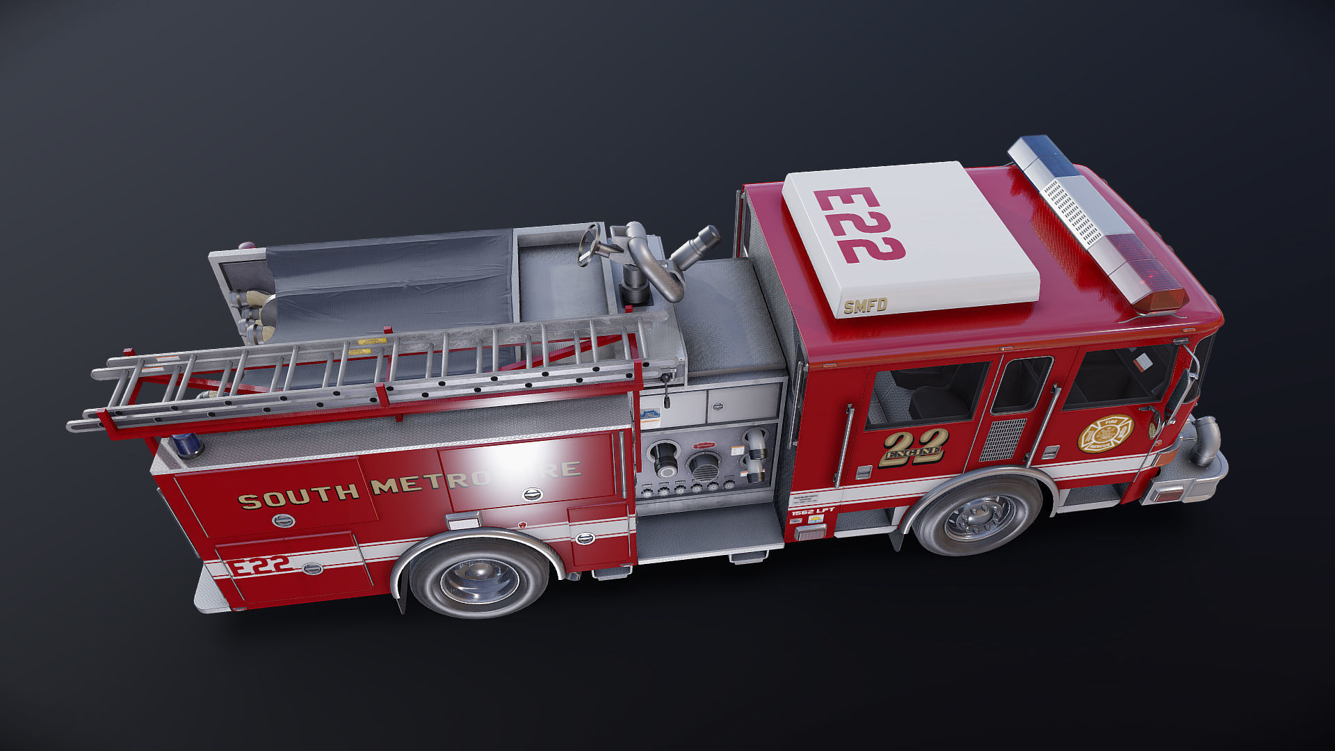 Seagrave marauder fire truck Low-poly 3D model_23