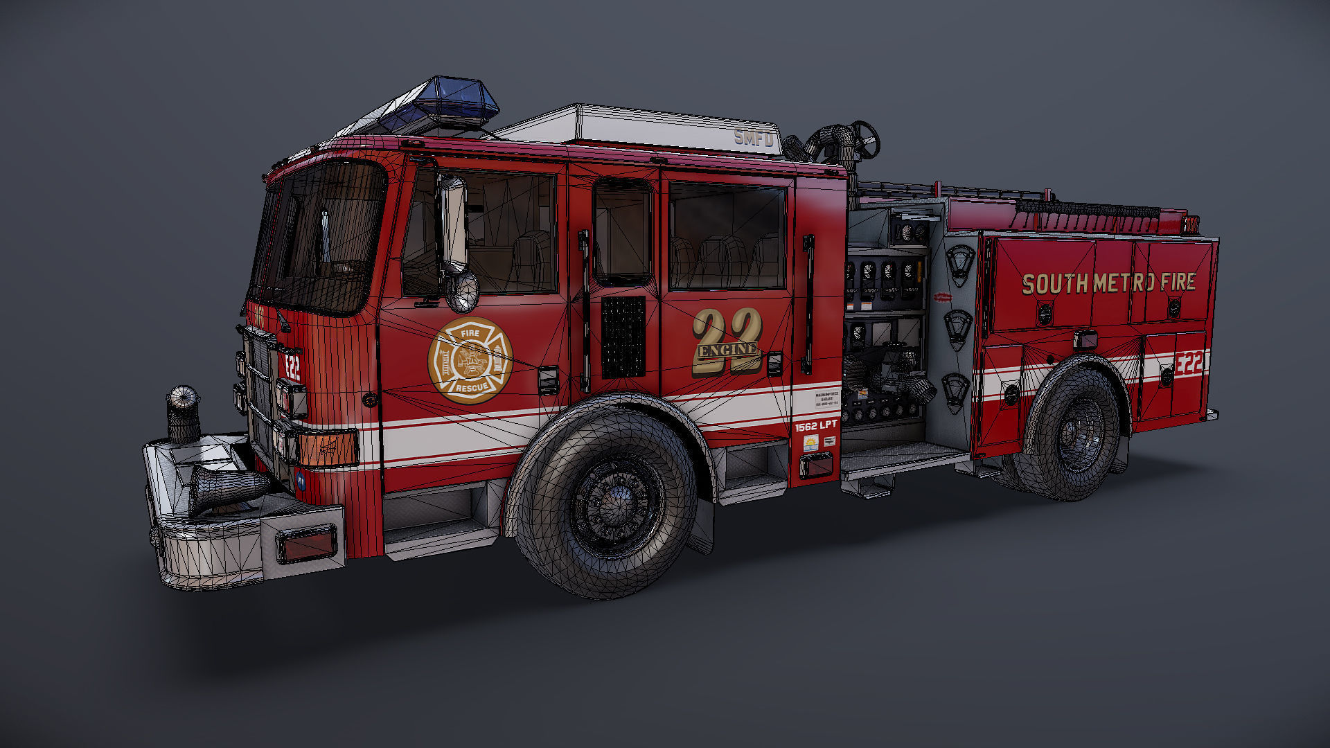 Seagrave marauder fire truck Low-poly 3D model_27