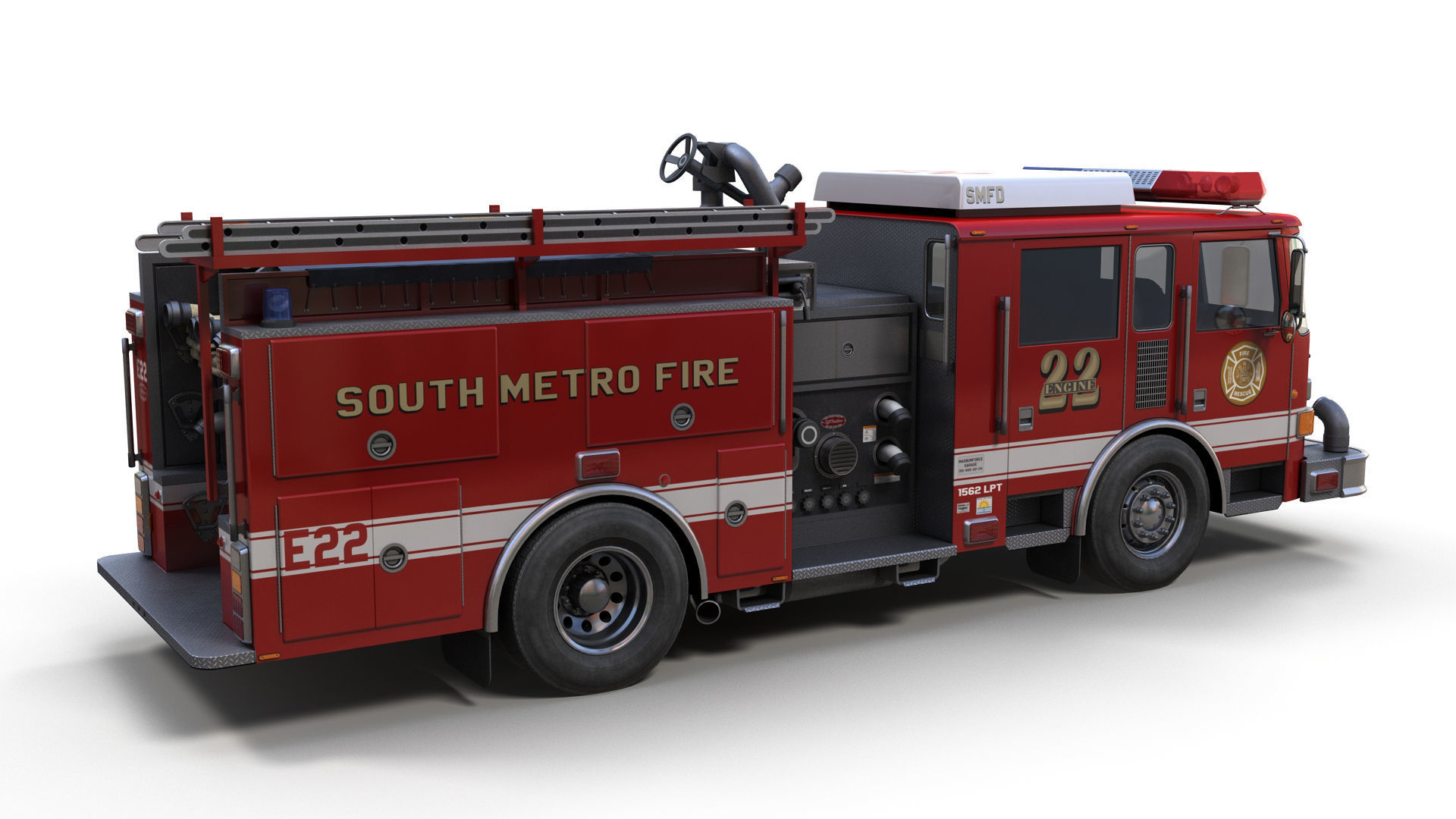Seagrave marauder fire truck Low-poly 3D model_2
