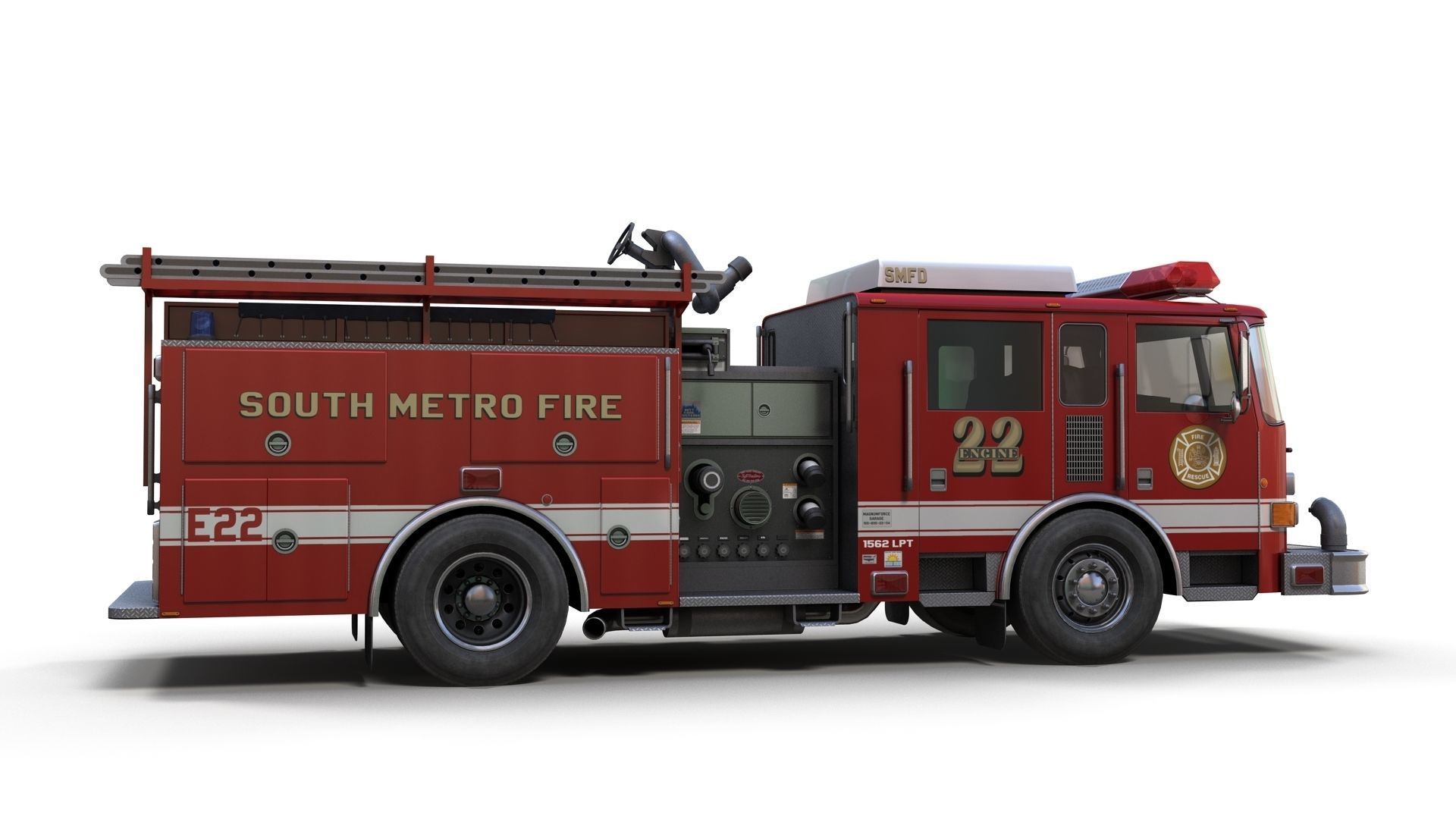 Seagrave marauder fire truck Low-poly 3D model_5