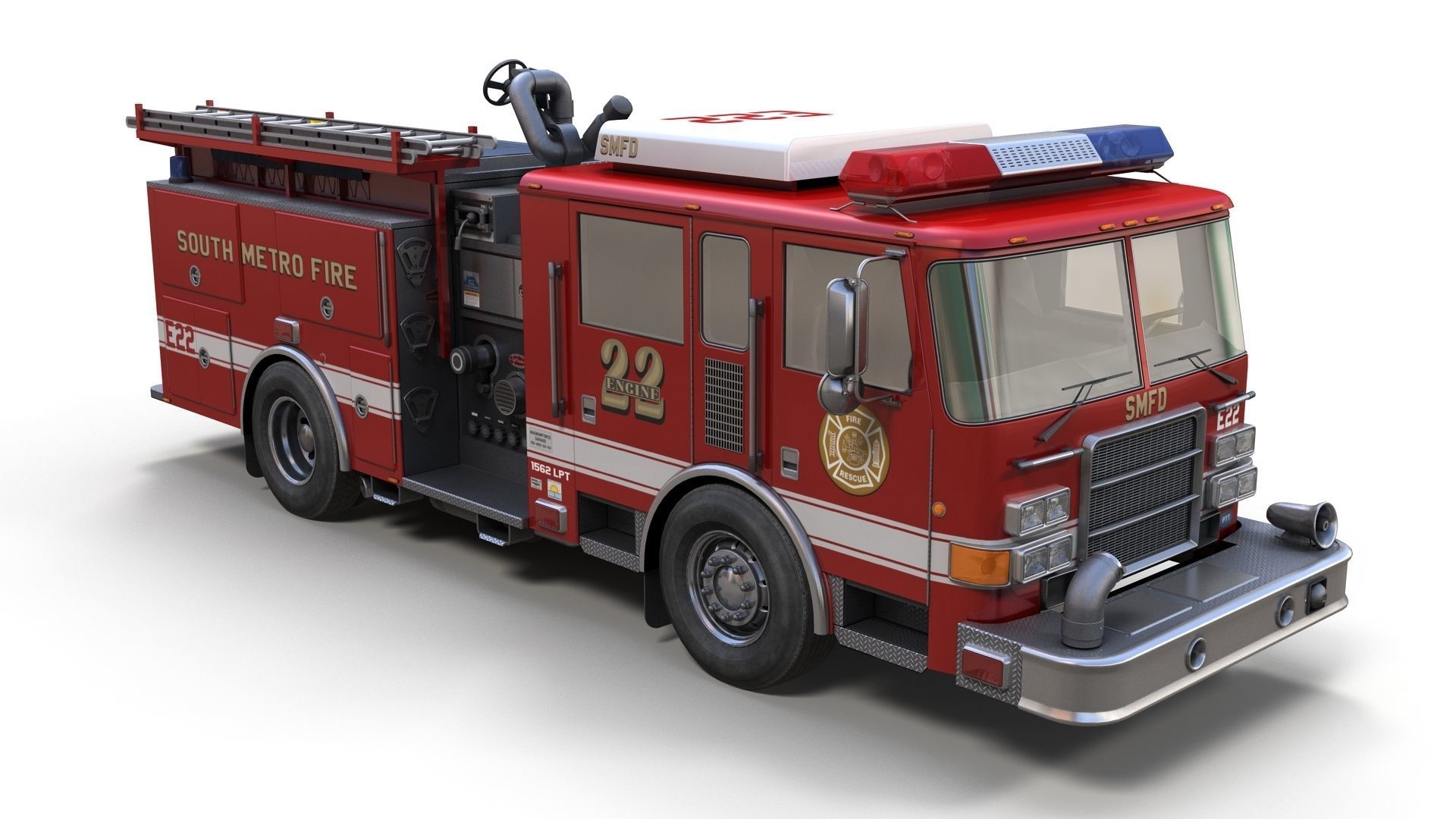 Seagrave marauder fire truck Low-poly 3D model_6