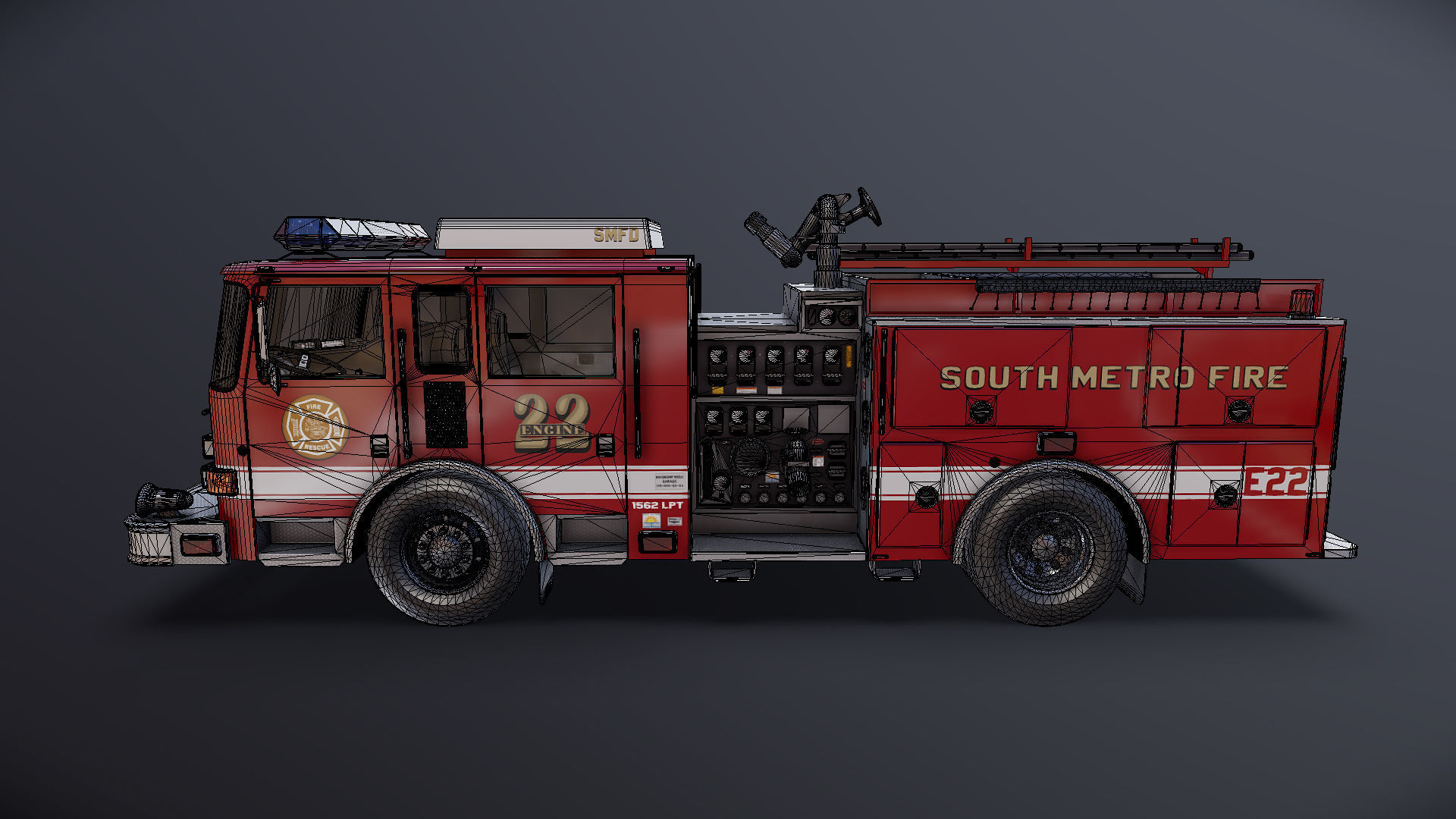 Seagrave marauder fire truck Low-poly 3D model_30