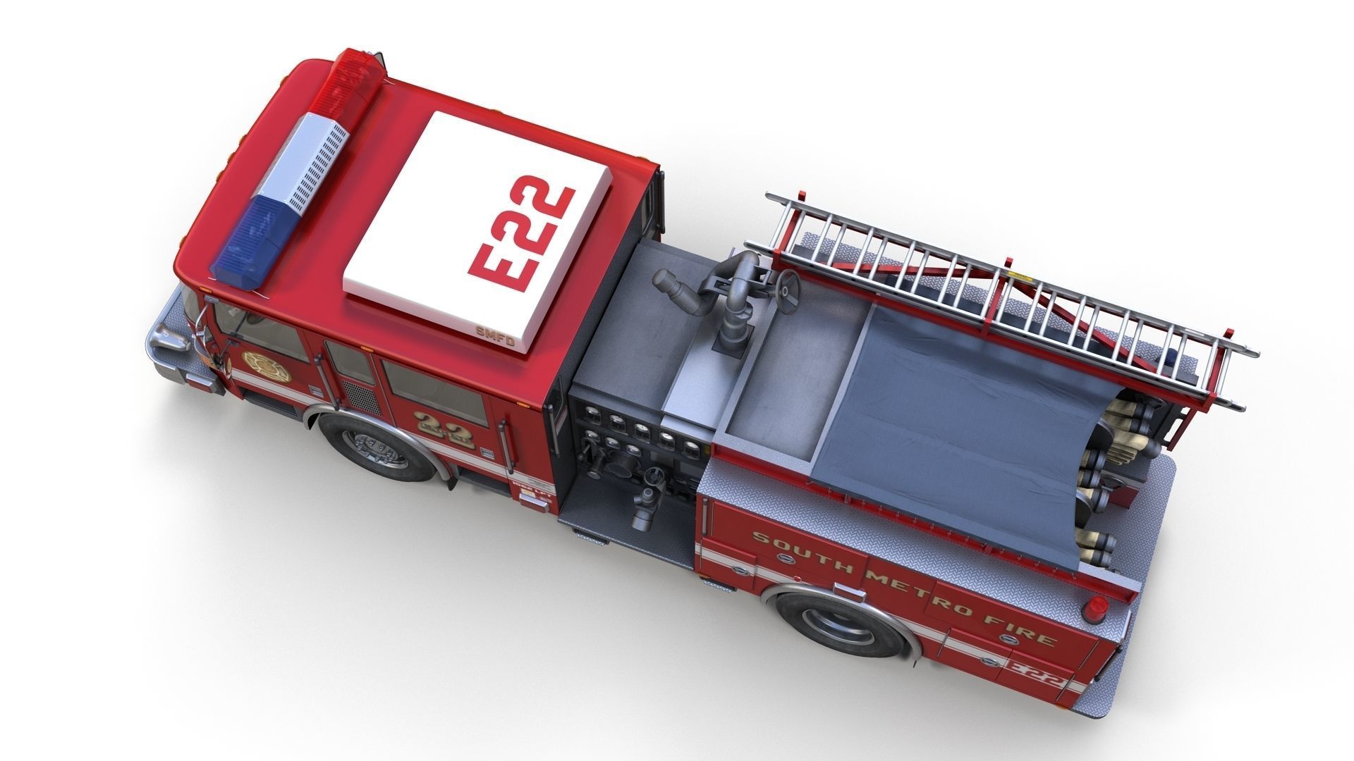 Seagrave marauder fire truck Low-poly 3D model_3