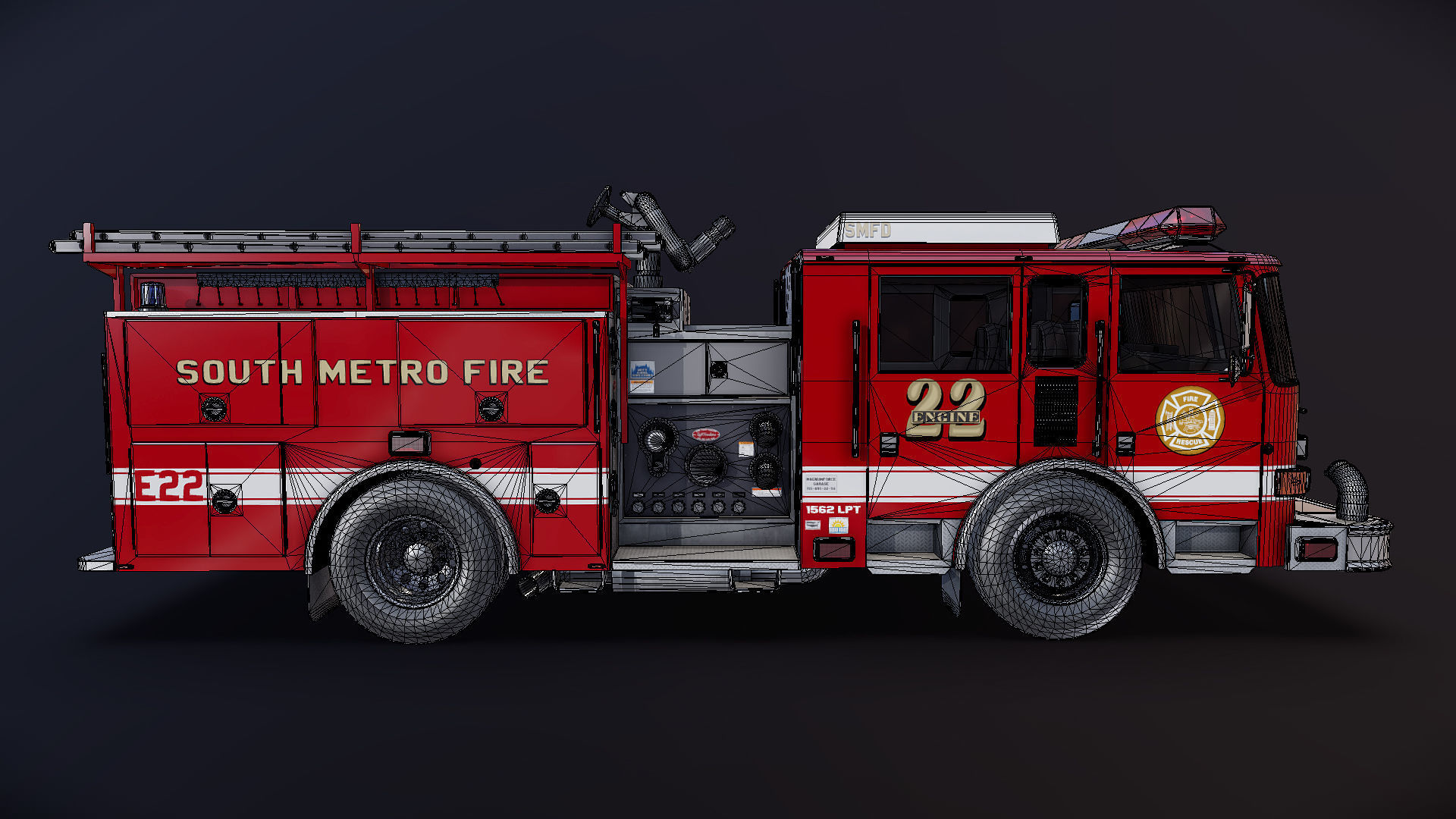Seagrave marauder fire truck Low-poly 3D model_29