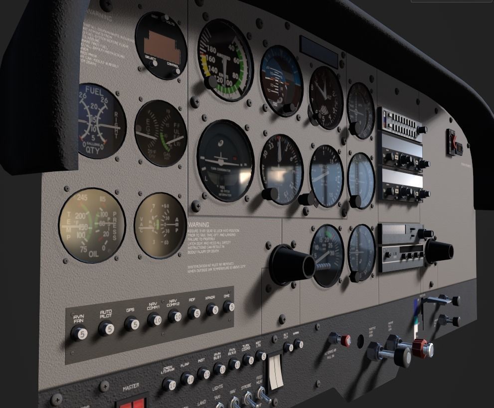 3D model Cessna 172 Instrument Panel VR / AR / lowpoly CGTrader