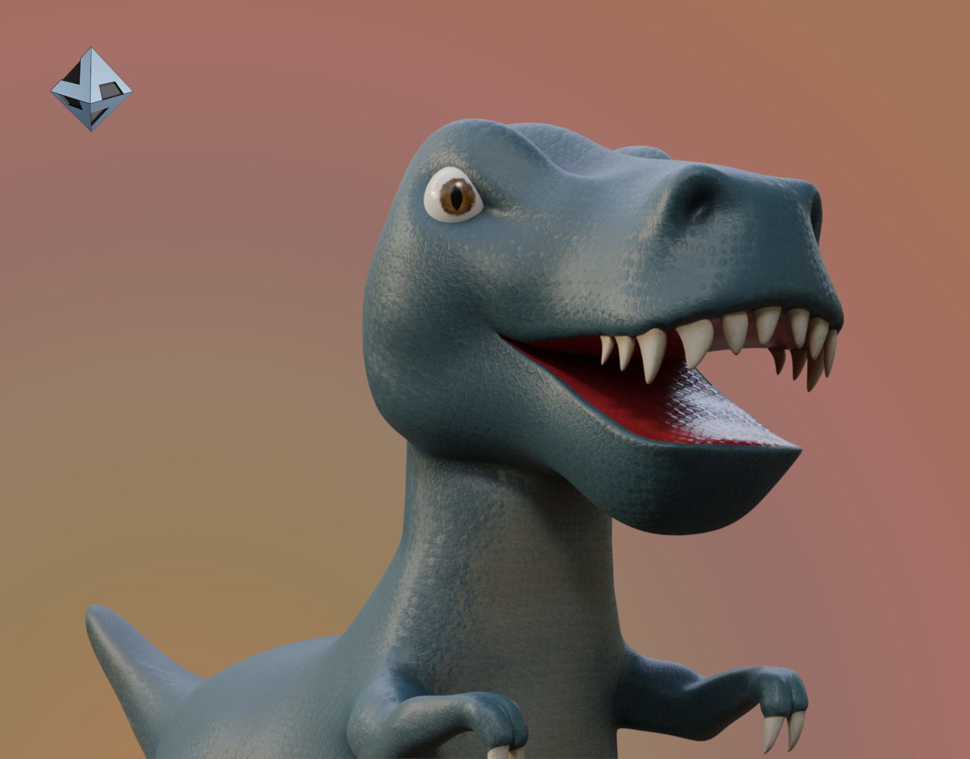 Cartoon Dinosaur 3D model_1