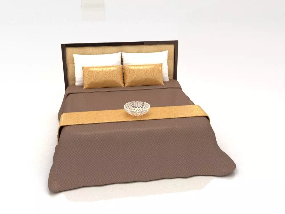 a bed gold 3D model_0