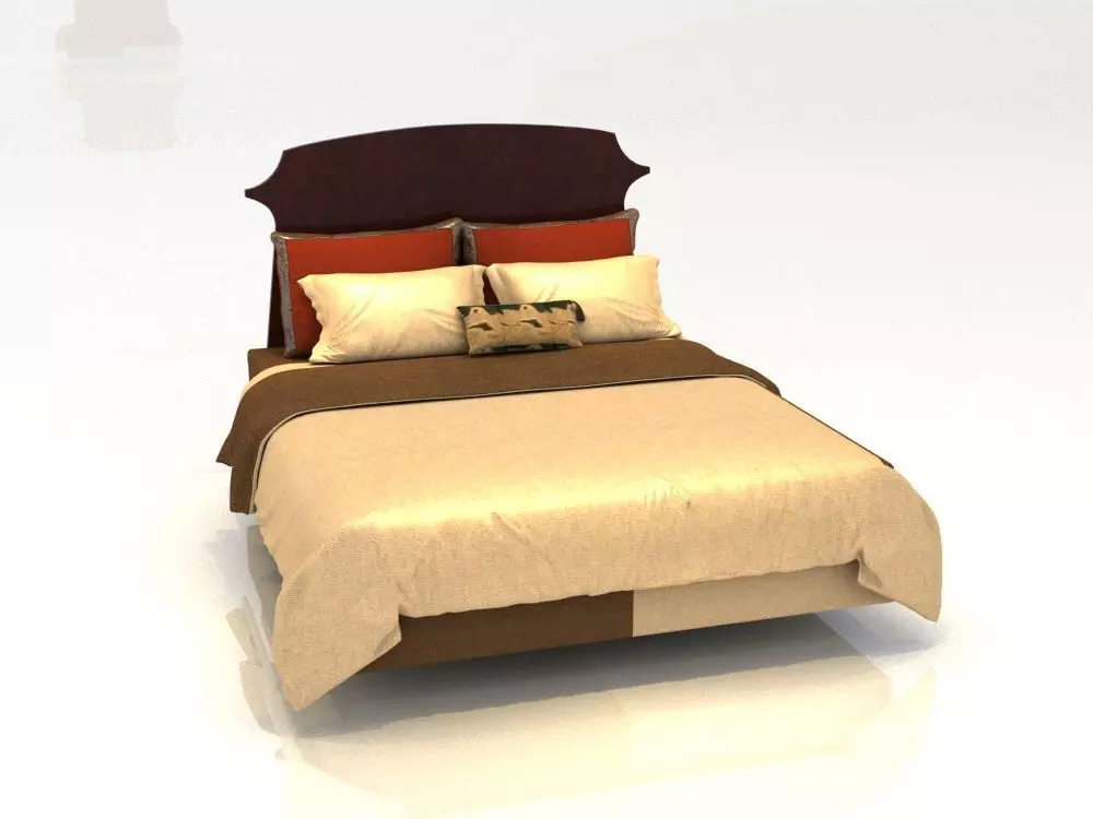 a bed with headboard and footboard 3D model_0