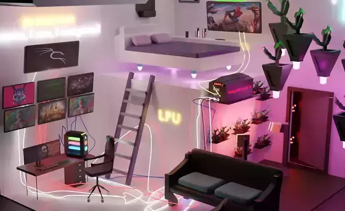 3D Sci-Fi Room Free low-poly 3D model