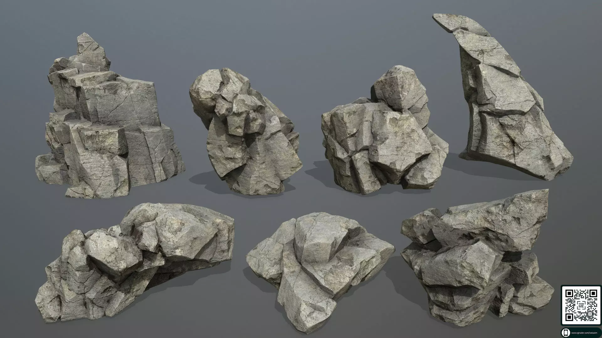 rocks rock Low-poly 3D model_0