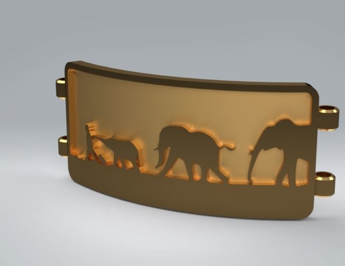 Walking with Elephants Bracelet Charm 3D print model_1