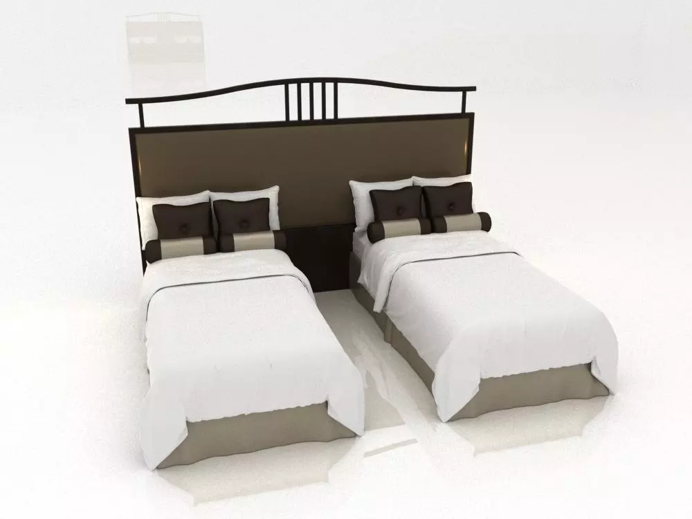 Double bed 3D model_0