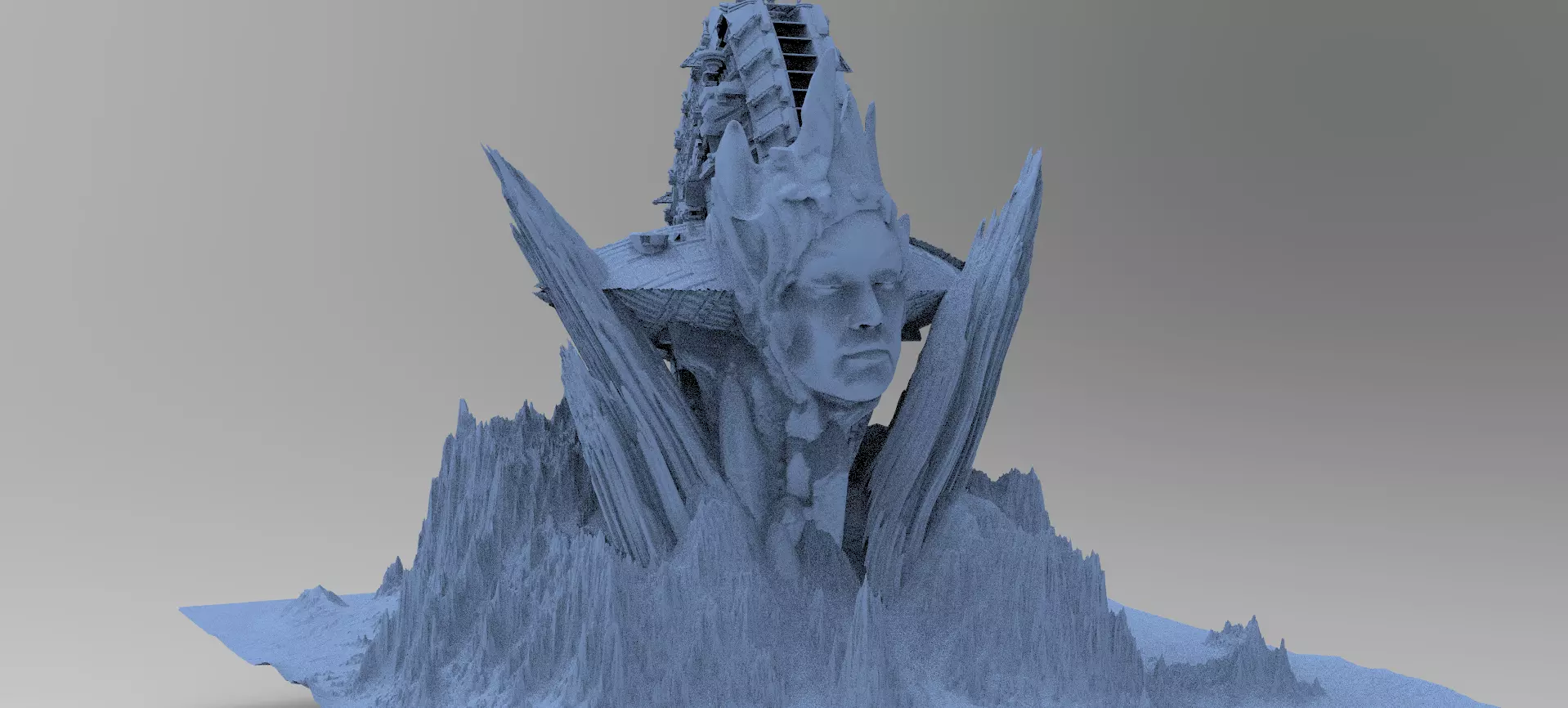 Ancient Athena Sci-Fi Mountain 5 3D model_0