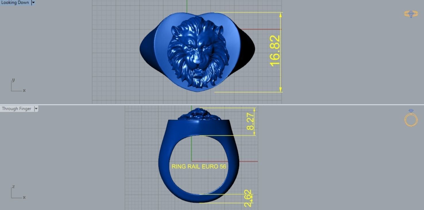 Lion Head Ring R 157 3D print model_3