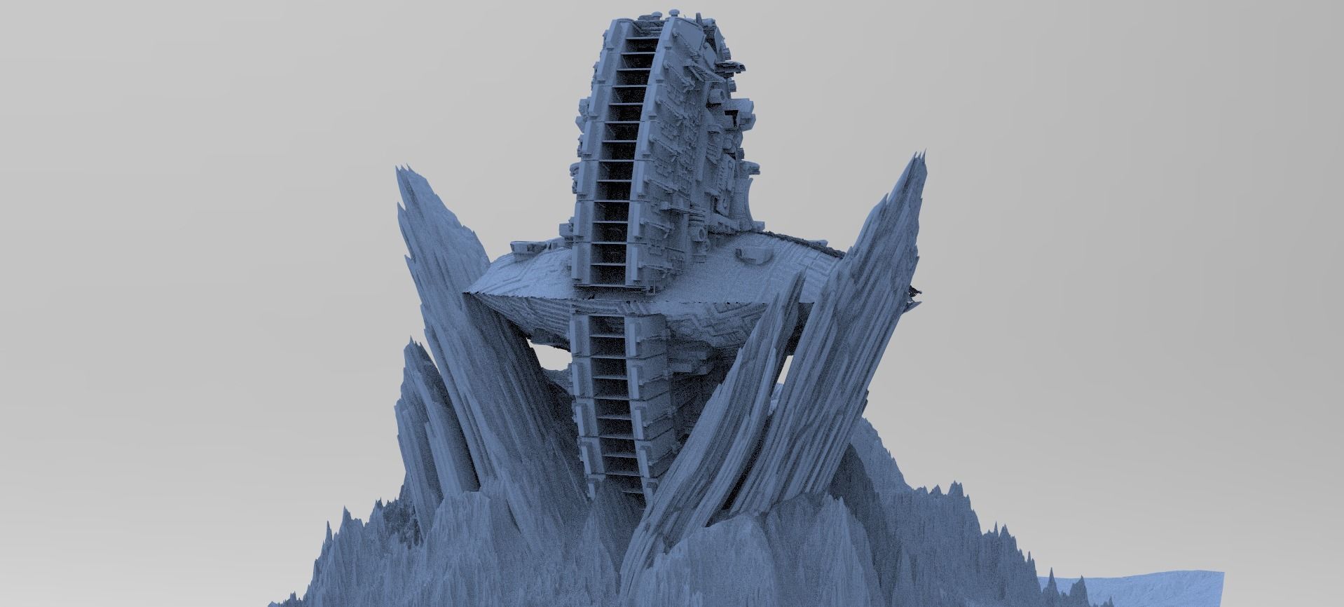 Ancient Athena Sci-Fi Mountain Shipwreck 3D model_1