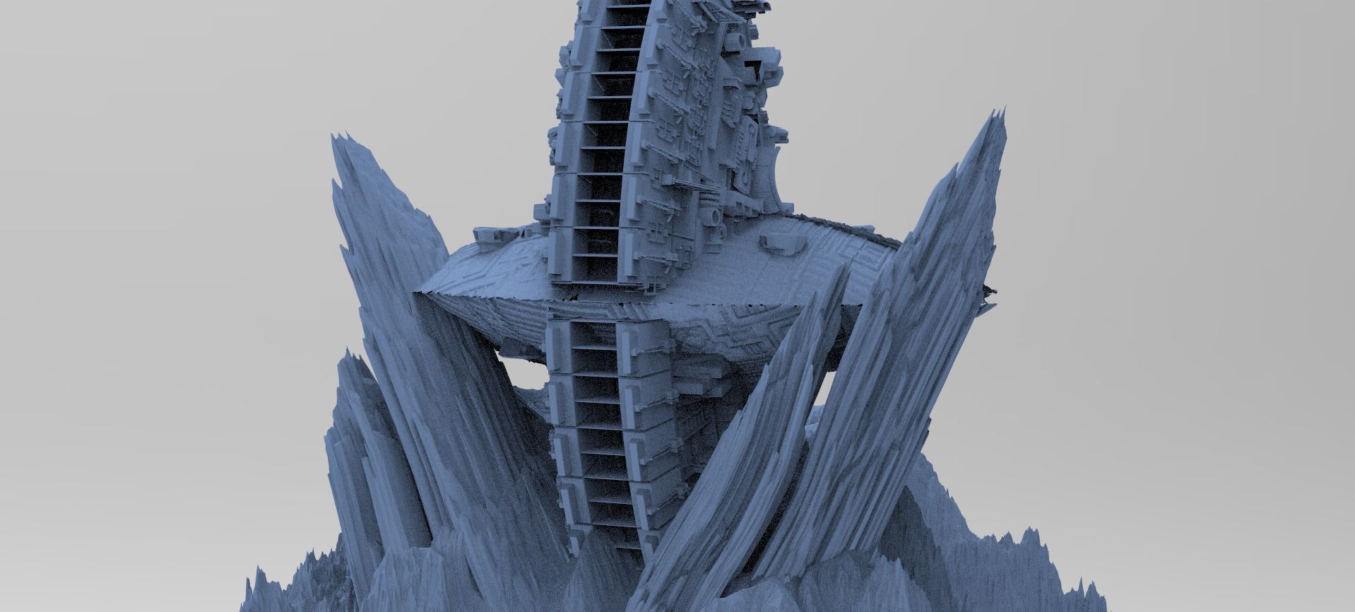 Ancient Athena Sci-Fi Mountain Shipwreck 3D model_3