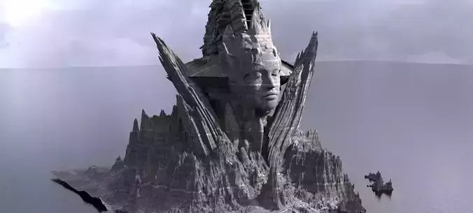 Ancient Athena Sci-Fi Mountain Dark 