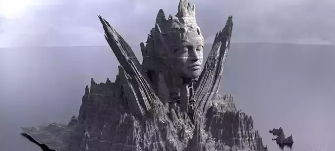 Ancient Athena Sci-Fi Mountain Dark 2 3D model