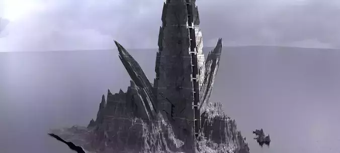 Ancient Athena Sci-Fi Mountain Monolith