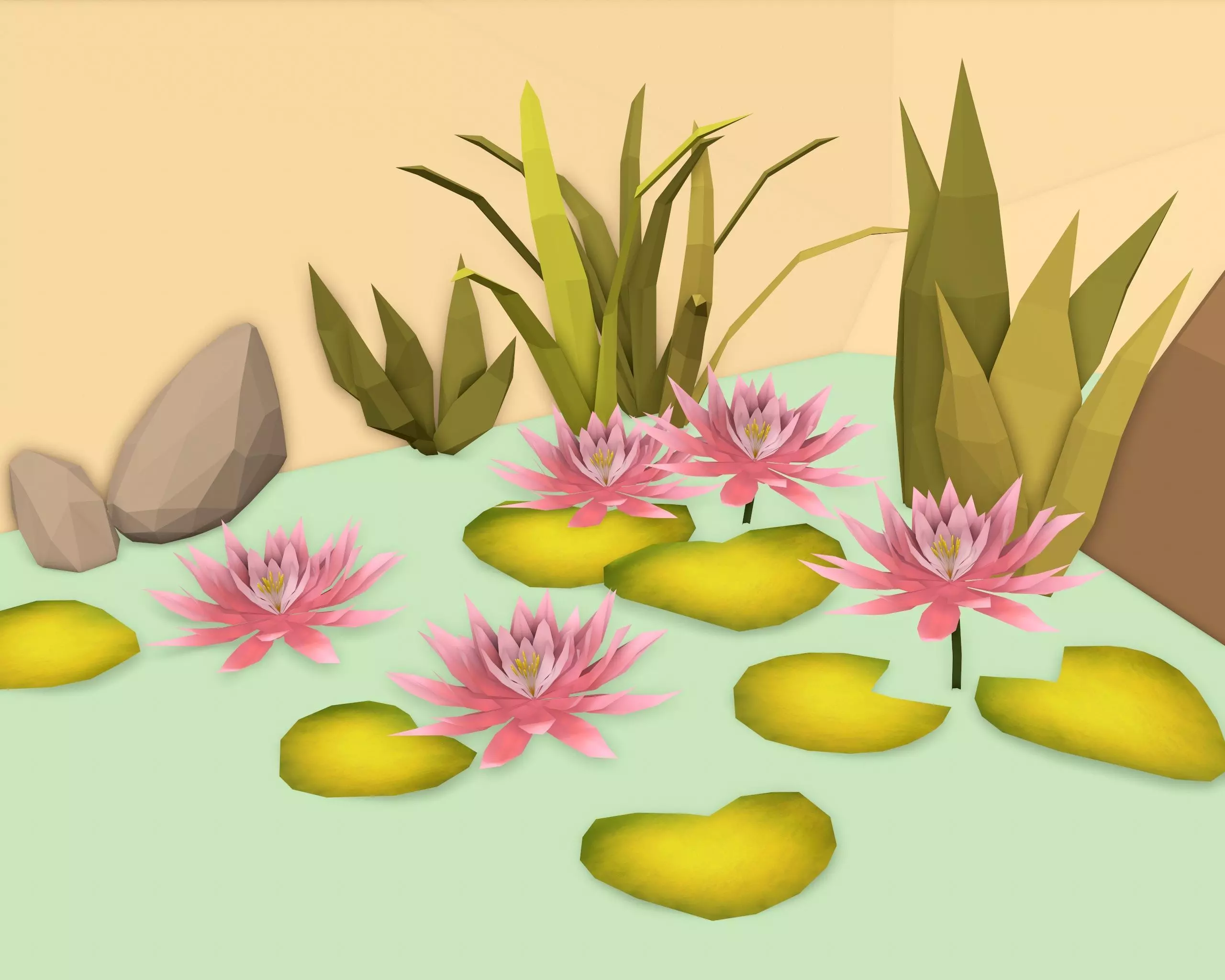 Water Lilies -LOW POLY Low-poly 3D model