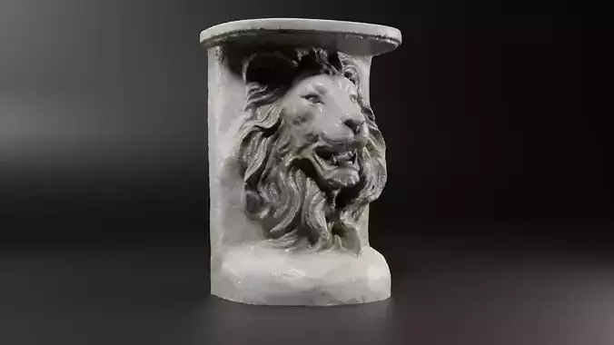 Scanned Lion Head Pedestal Free 3D model