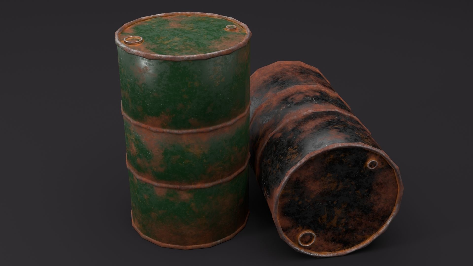 Barrel two rusty barrels Free low-poly 3D model_1