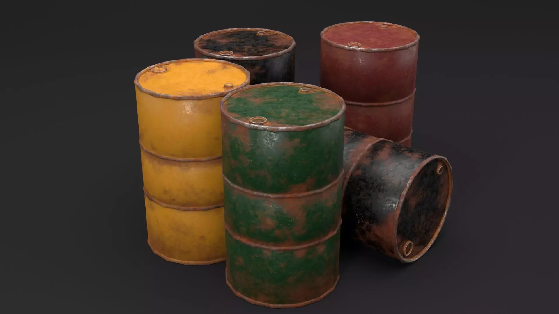 Barrel two rusty barrels Free low-poly 3D model_0