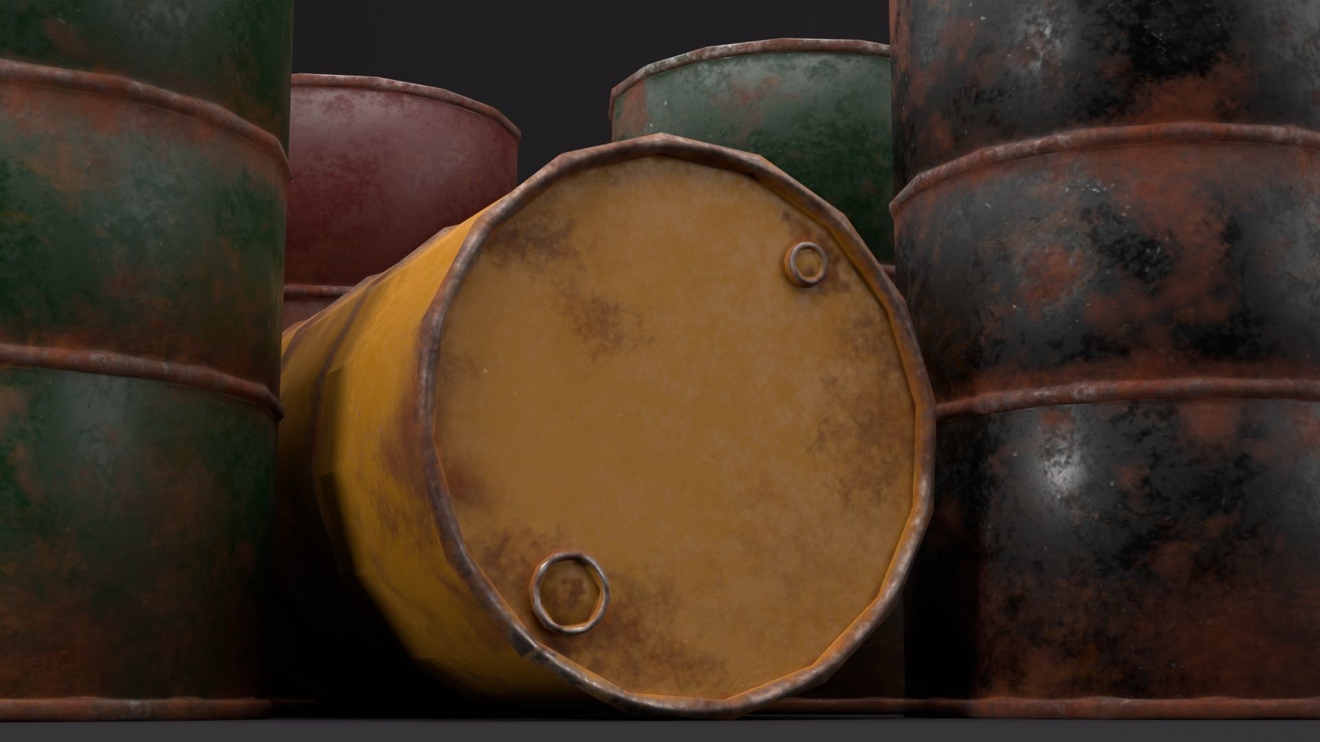 Barrel two rusty barrels Free low-poly 3D model_2