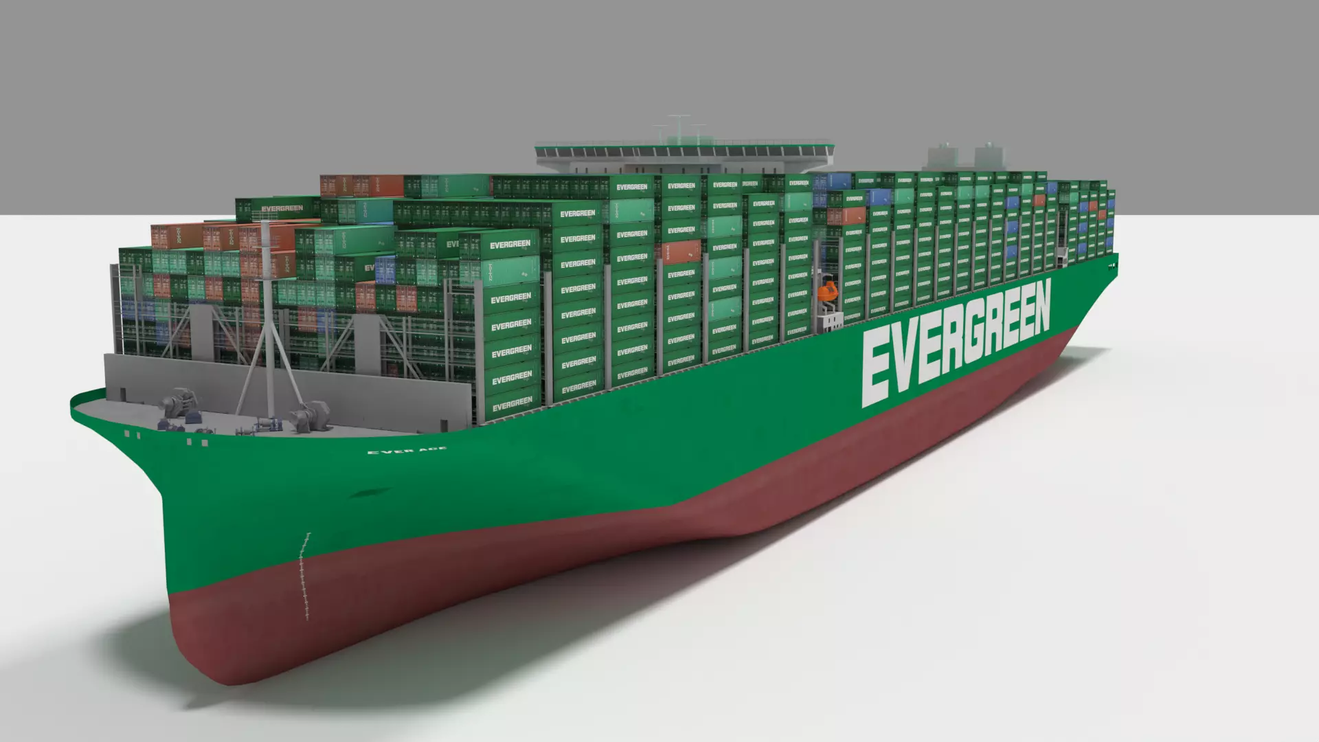Ever ace container ship lowpoly 3D model_0