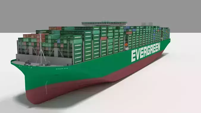 Ever ace container ship lowpoly 3D model
