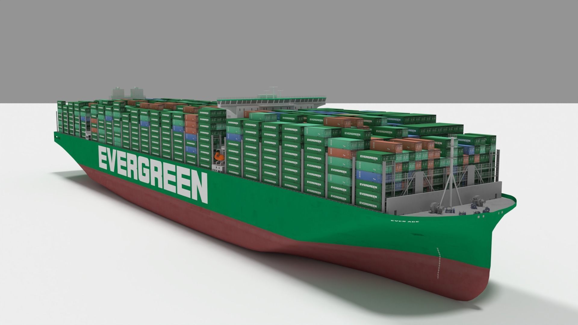 Ever ace container ship lowpoly 3D model_5
