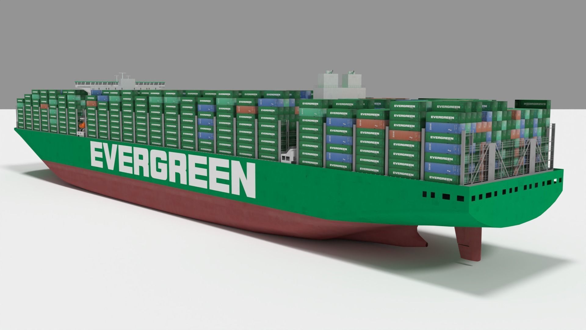 Ever ace container ship lowpoly 3D model_2