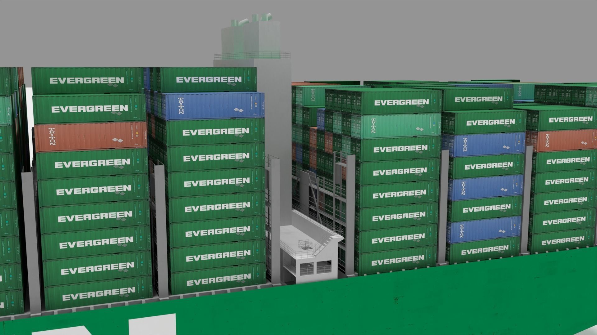 Ever ace container ship lowpoly 3D model_4