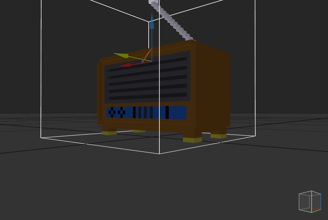 pixel radio made of wood Low-poly 3D model_14