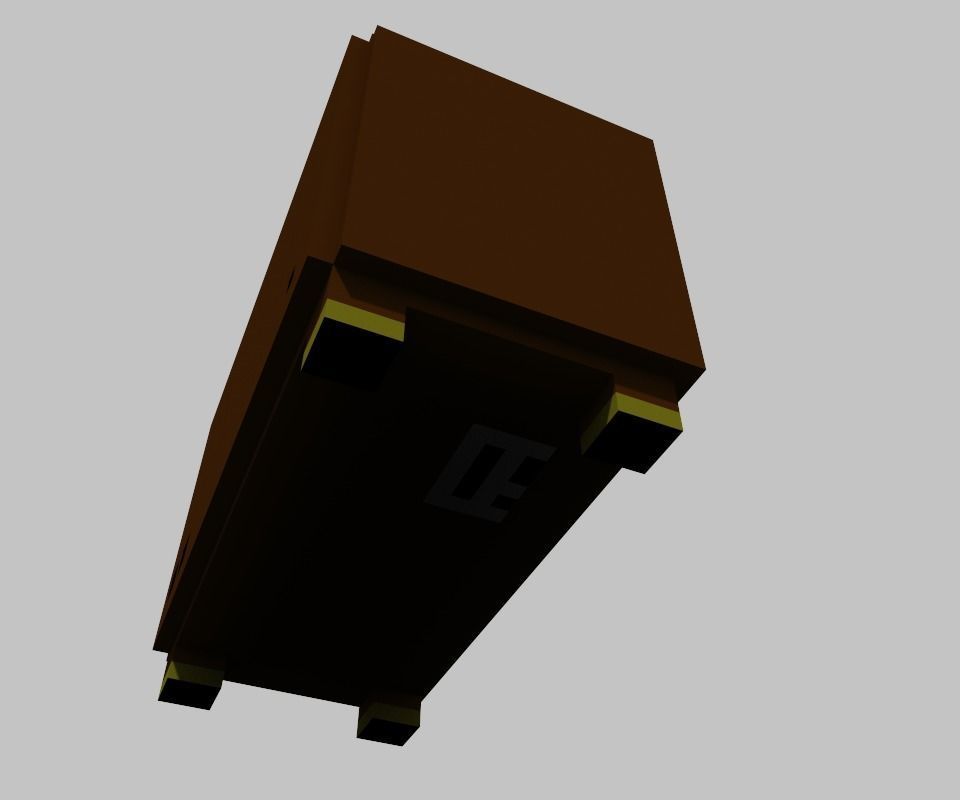 pixel radio made of wood Low-poly 3D model_11