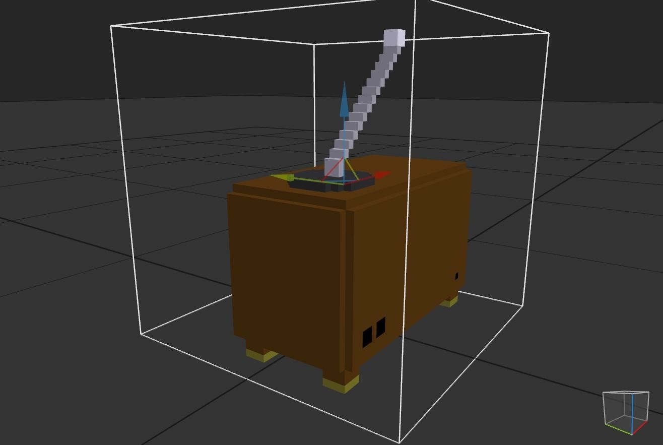 pixel radio made of wood Low-poly 3D model_16