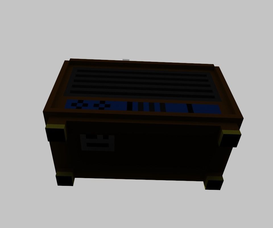 pixel radio made of wood Low-poly 3D model_12