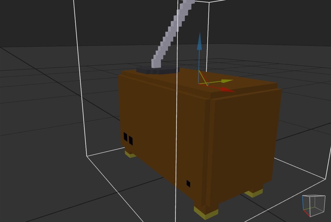 pixel radio made of wood Low-poly 3D model_18