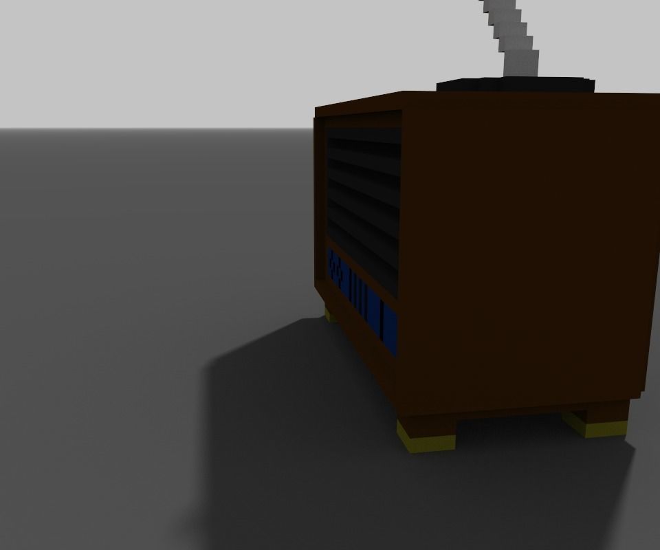 pixel radio made of wood Low-poly 3D model_9