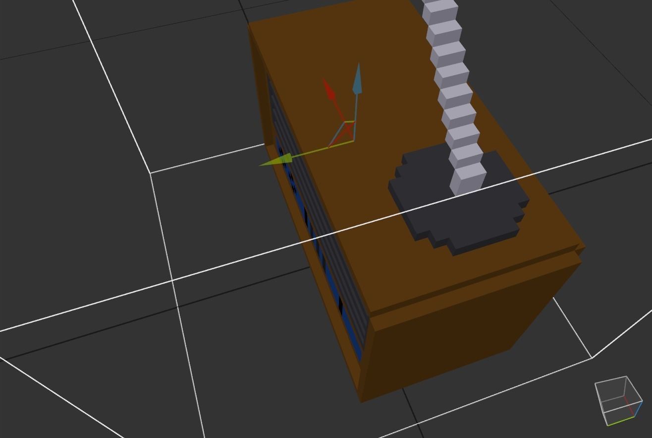 pixel radio made of wood Low-poly 3D model_23