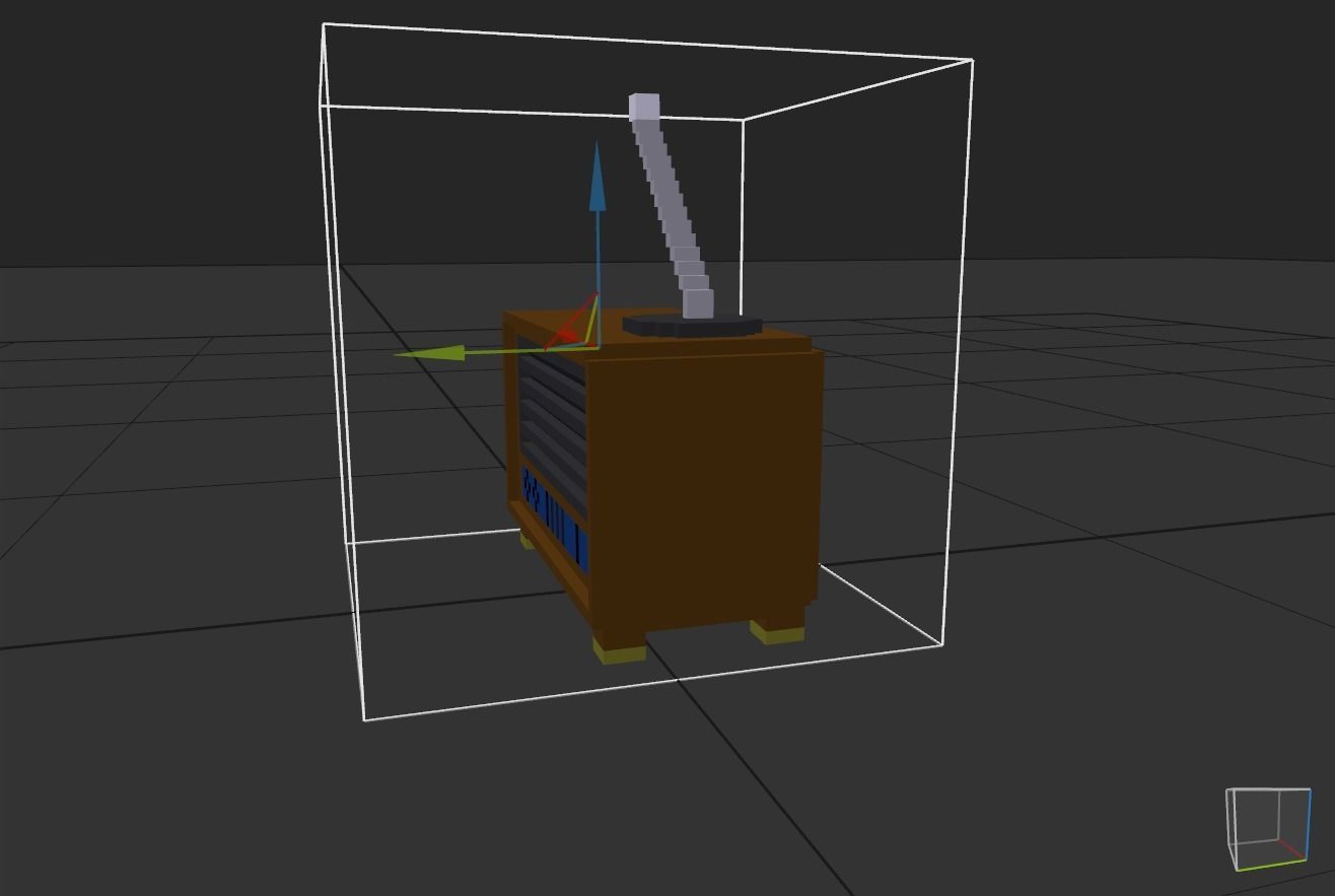 pixel radio made of wood Low-poly 3D model_15