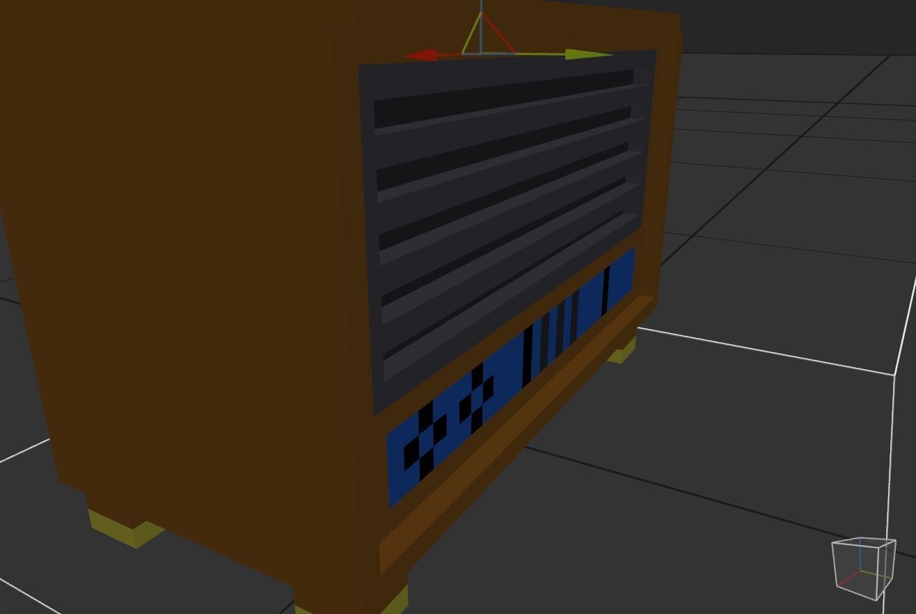 pixel radio made of wood Low-poly 3D model_20