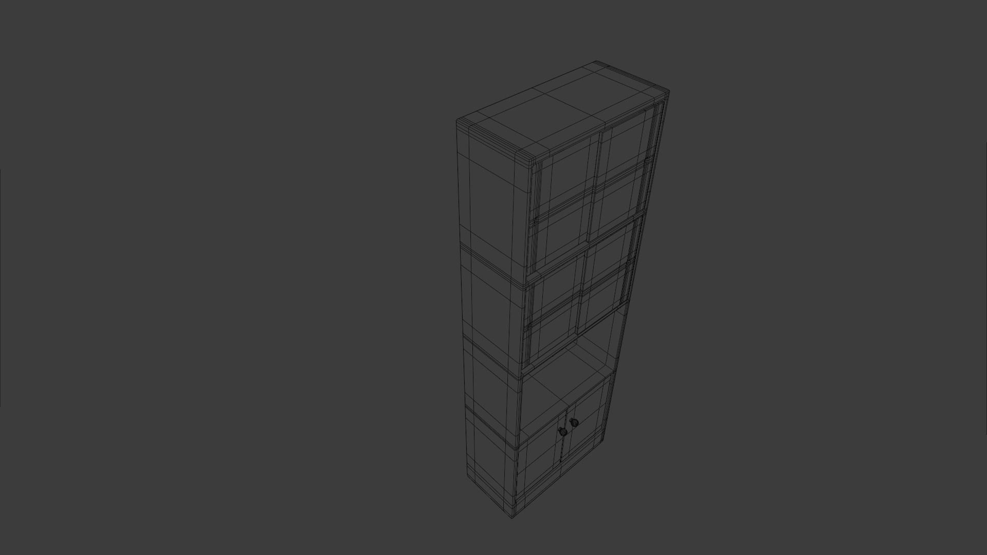 Bookshelf bookcase with glass doors Low-poly 3D model_8