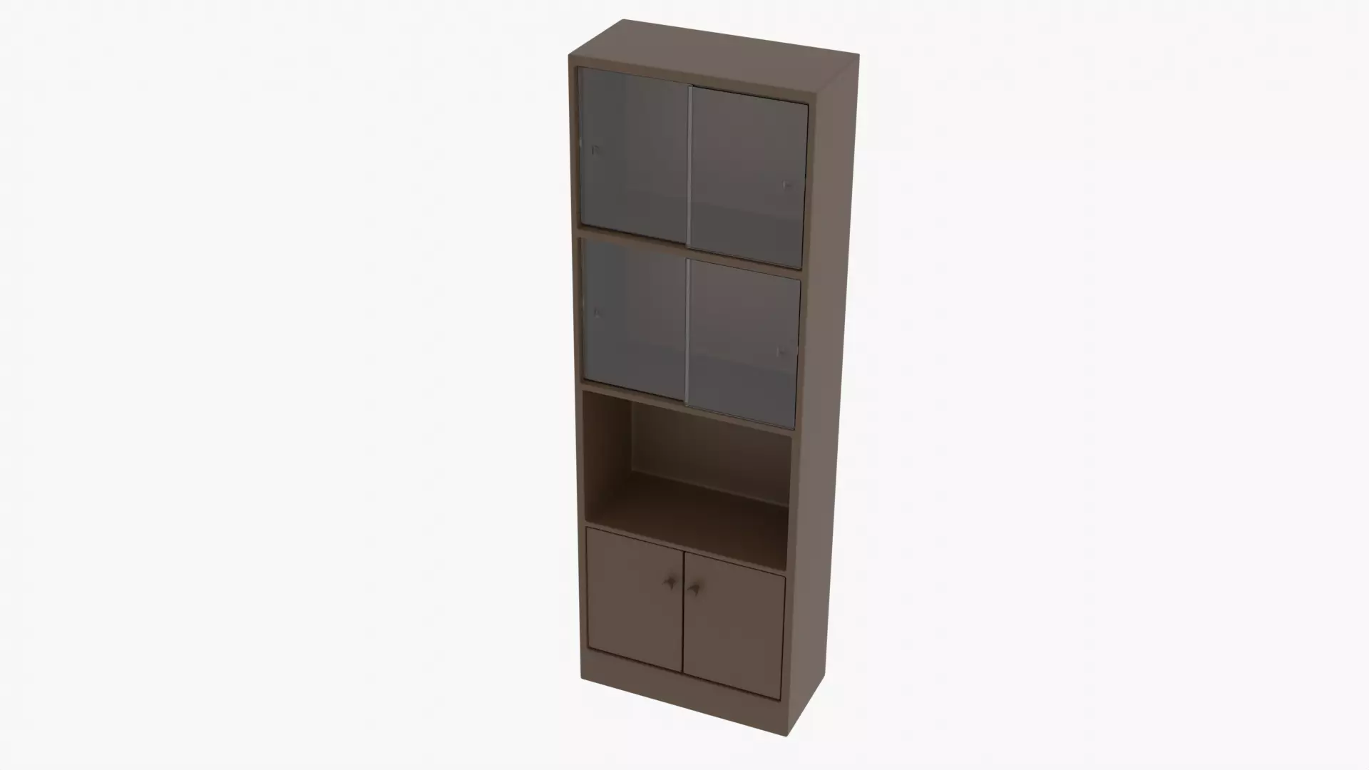 Bookshelf bookcase with glass doors Low-poly 3D model_0